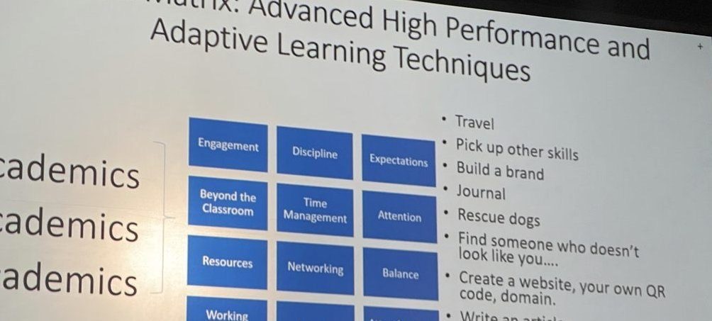 IU Gelarden Matrix lecture slide on high performance learning with networking build a brand and create a website tips